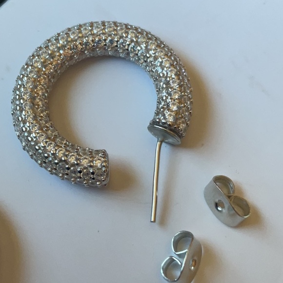 Adina Eden Jumbo Pave Hoops In Silver, Size: OS - Picture 10 of 10